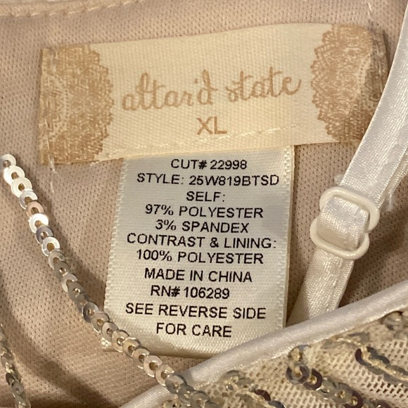 ALTAR’D STATE - dress: silver mesh w allover sequin fringe, lined w zipper - XL - Picture 5 of 16